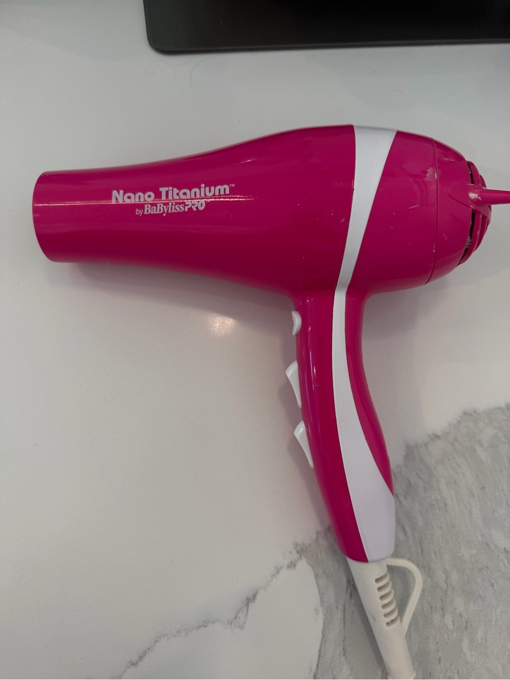 BaByliss Pink and White Nano Titanium Hair Dryer